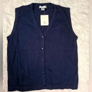 MUNSINGWEAR Penguin sweater vest Cardigan Women's 100% Cotton Blue Preppy Golf